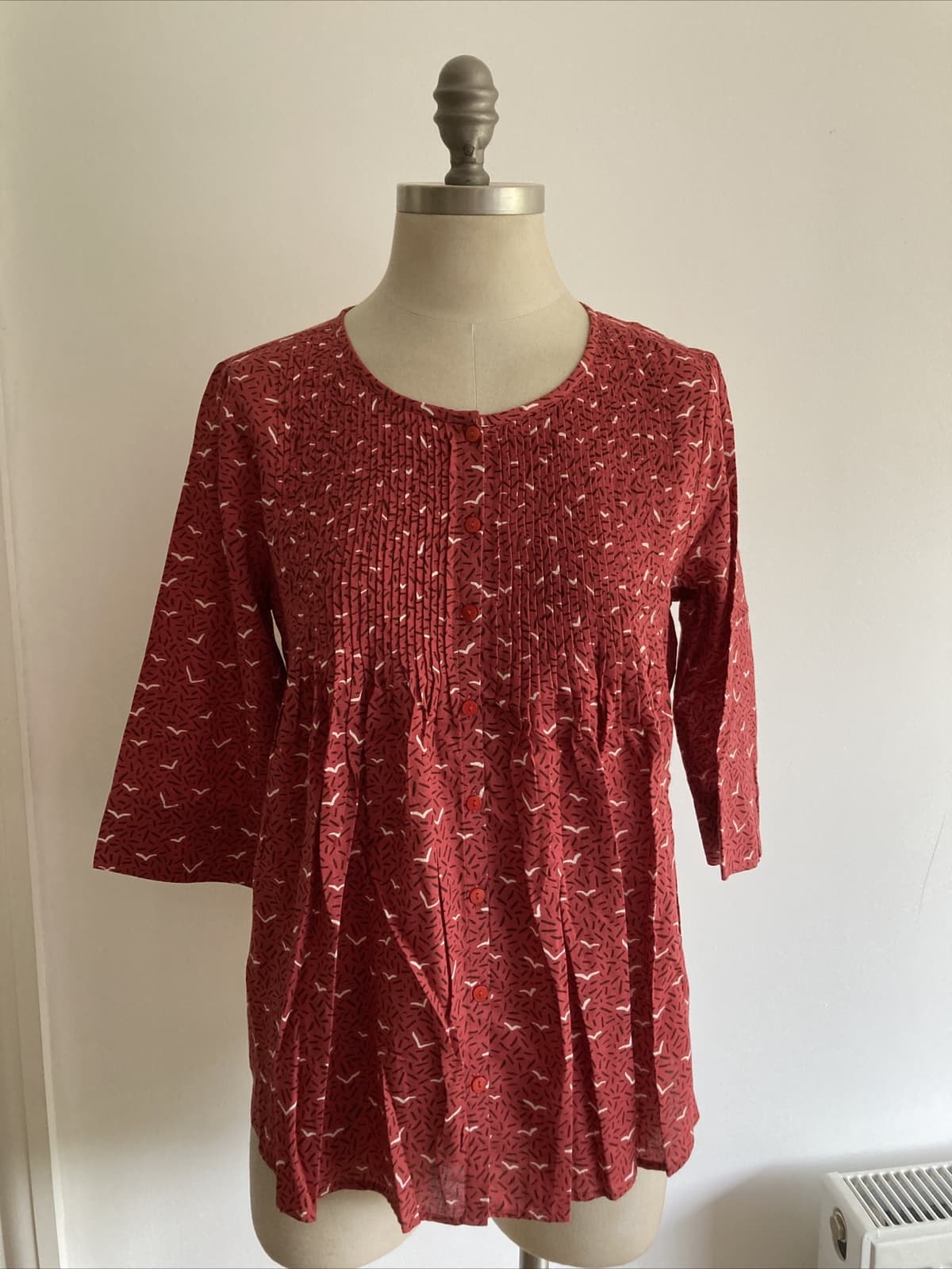 Seasalt "Mending Nets" Rust Cotton Smock Top by Sophie Chadwick Size 10 UK, BNWT