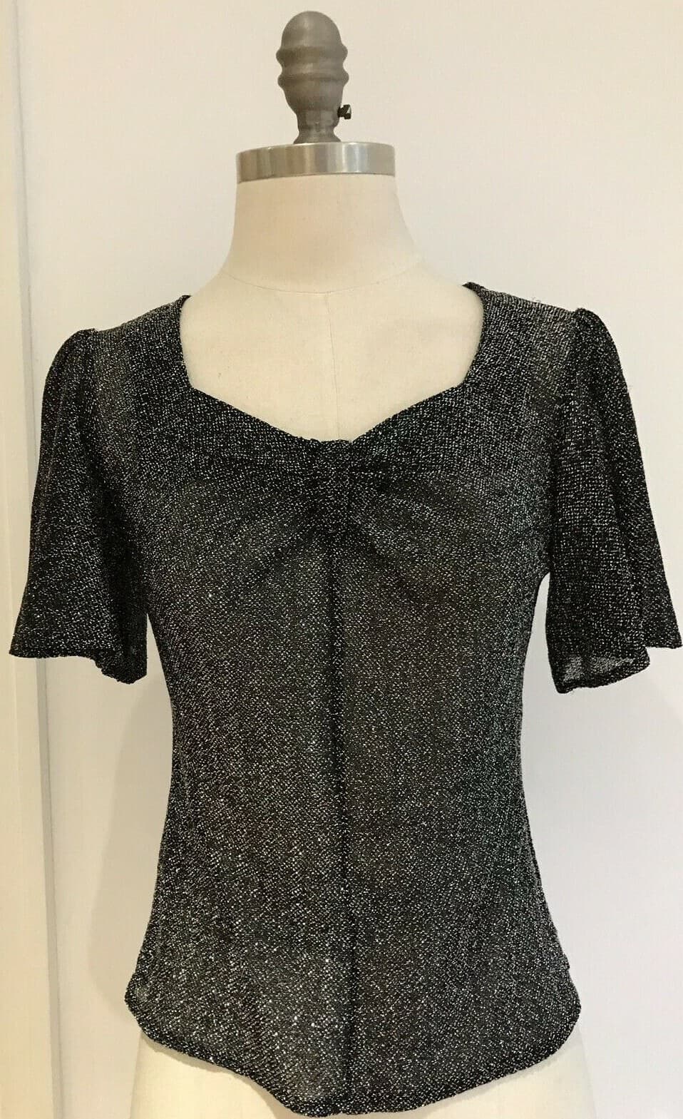 Vintage early1970's Black/Silver "Glam Rock" Top, Vintage Size 12, 34" Bust