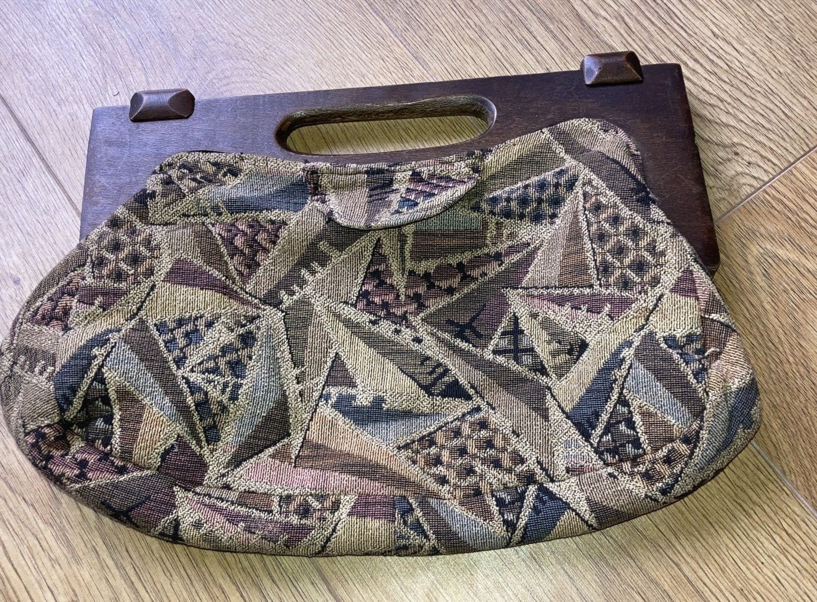True Vintage Art Deco 1930s Wooden Handle Bag