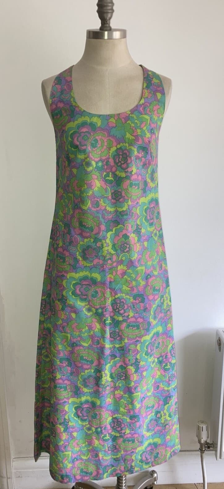 1960s/70s Vintage Psychedelic Maxi Dress,16.5" from armpit to armpit approx.