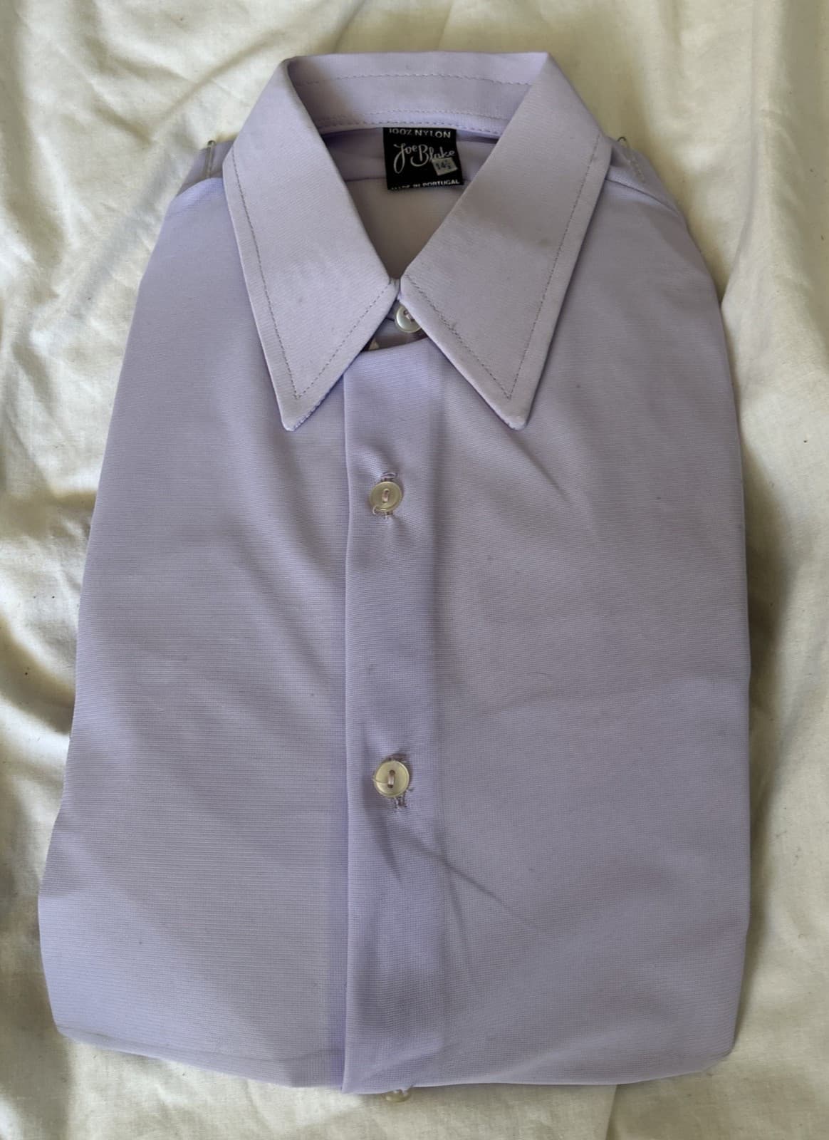 Vintage Jo Blake Bri Nylon Lilac Long Sleeve Shirt NEW 14.5" Collar