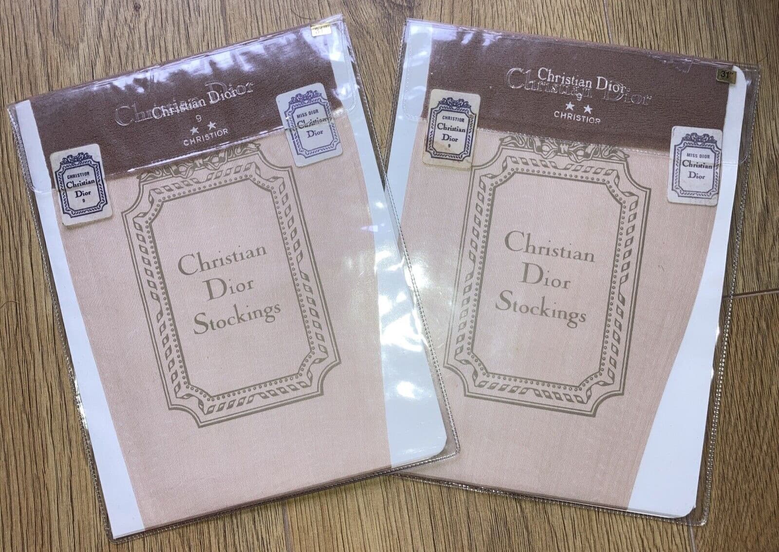 Vintage Christian Dior Nylon Miss Dior "Christior" Stockings, Size 9, Two Pairs