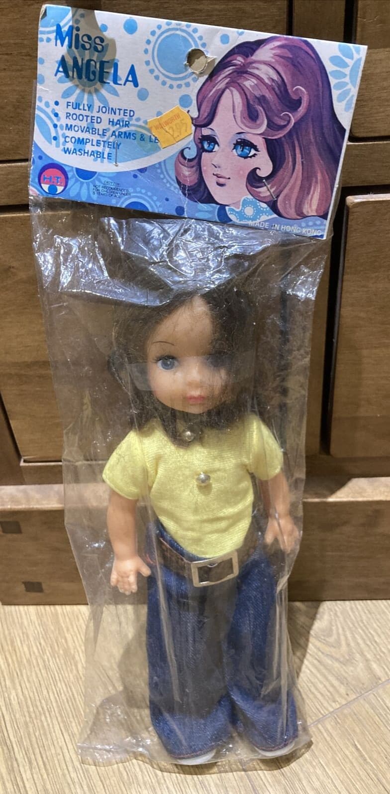 Vintage 1970s "Miss Angela" Fully Jointed Doll, Brand New in Original Packaging