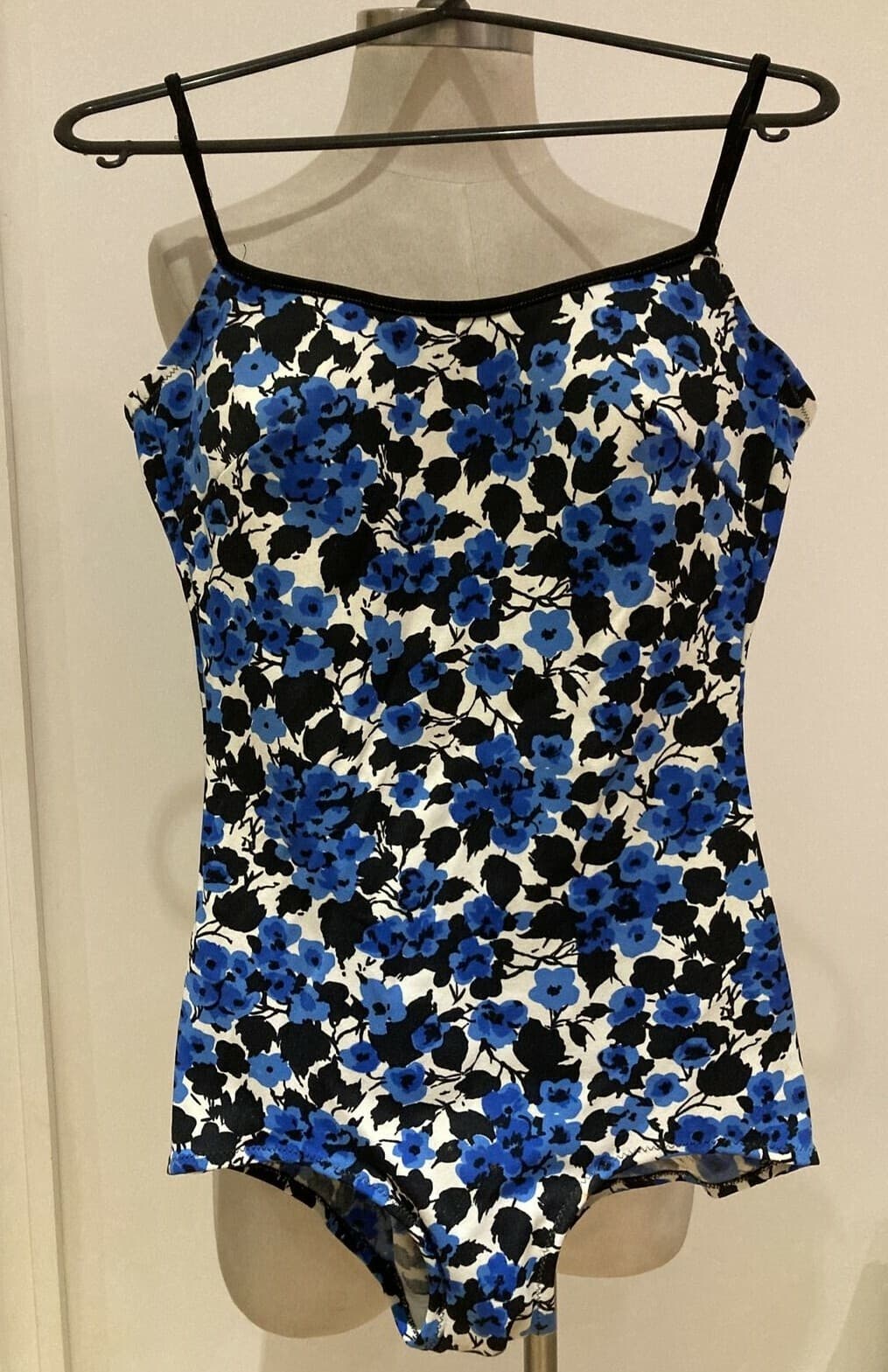 Vintage 1960s Floral Swimming Costume with Bra Cups, 36" Bust