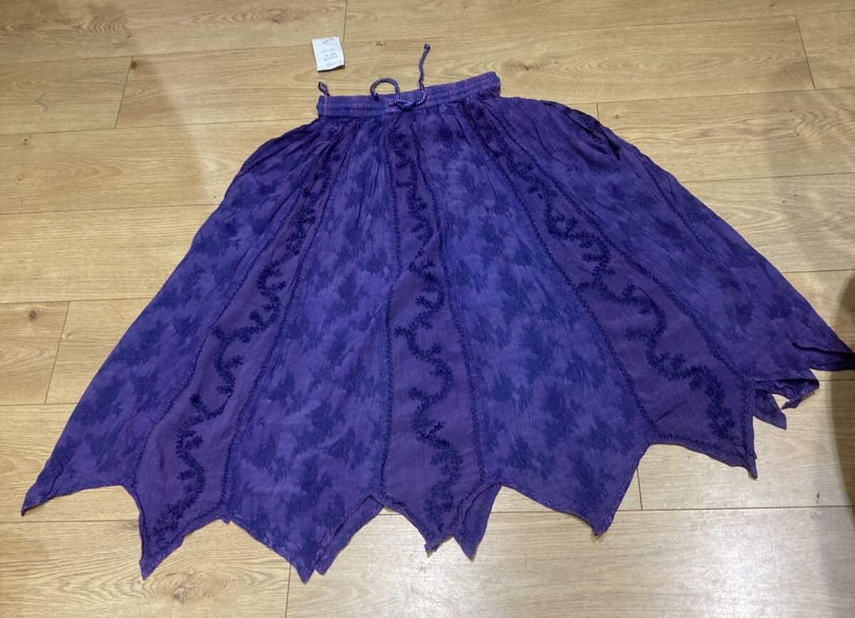 1970s/1980s Vintage Indian Purple Skirt, 13.5" across waist, un-stretched
