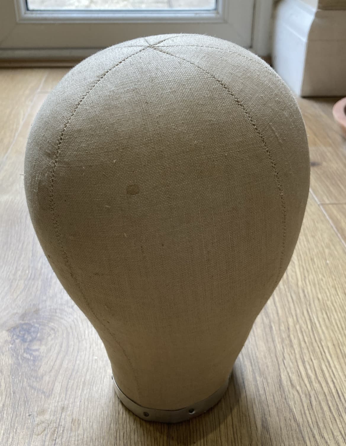Vintage Millinery Canvas Cloth Mannequin Head Wig Hat Block, 21"