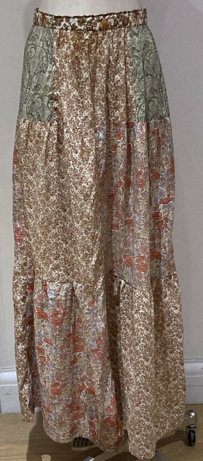 Vintage 1960s/70s Patchwork Liberty Cotton Skirt, 13.5" across waist approx.