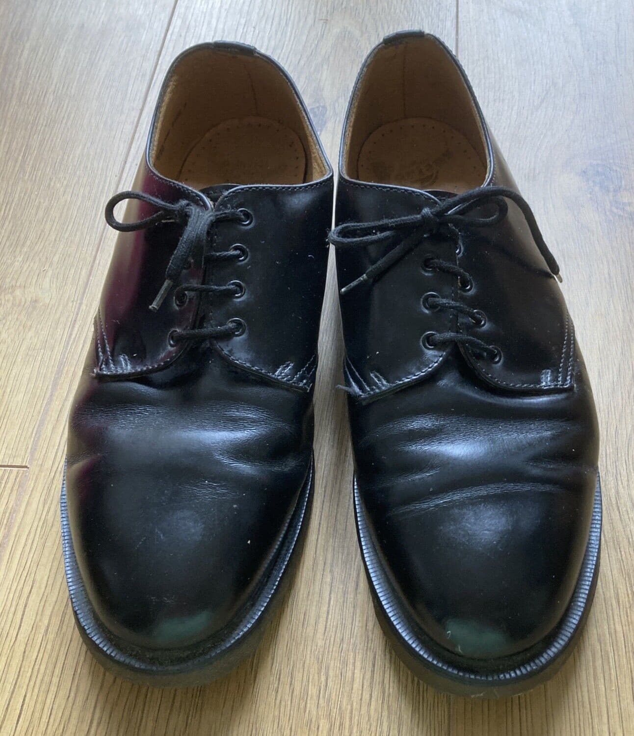 Rare Vintage Dr Martens Air-Wair 1461 Black Leather Shoes UK 9,  Made in England