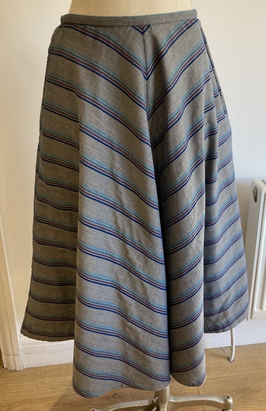 Seasalt Chevron Striped "Carving" Cotton Dirndl Skirt Size 10 UK BNWT