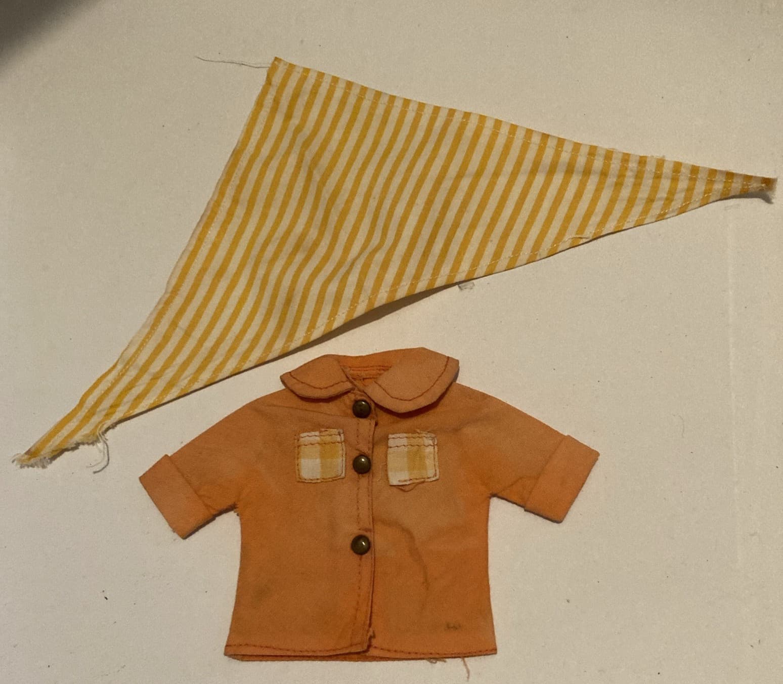 Rare Pedigree Sindy Doll's 1968 "Housework" Blouse & Variation Scarf