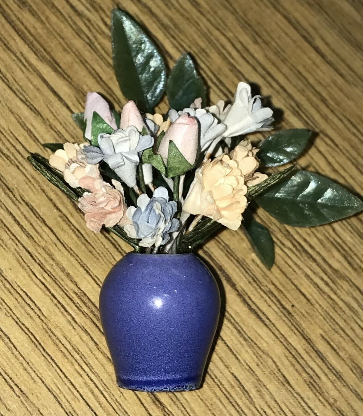 Doll's House Blue Ceramic Vase of Flowers