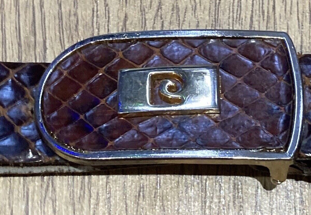 Pierre Cardin Vintage Brown Snakeskin Leather Belt, 32" Waist, needs gluing!