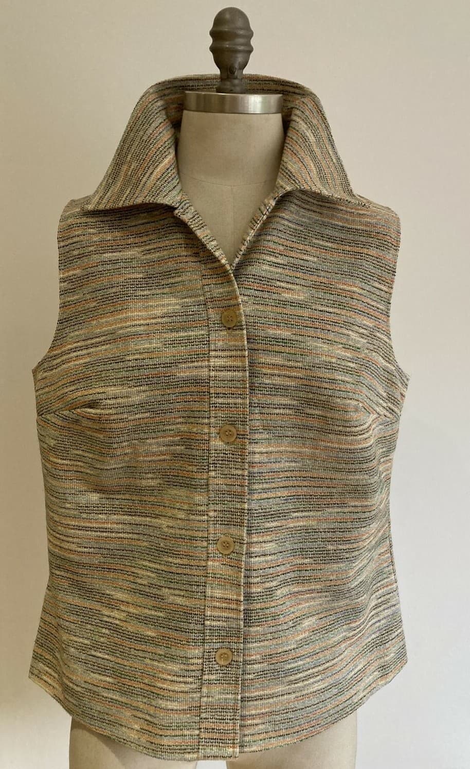1970s St Michael Beige Top/Waistcoat, Size 18 UK 40" Bust