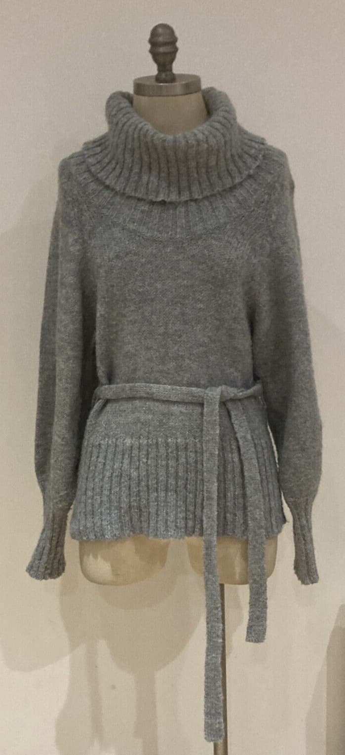 Vintage 90s Y2K 00s New Look Old Label Grey Cowl Neck Sweater, Size 12 UK