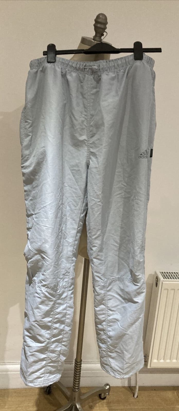 Adidas Pale Blue Lined Tracksuit Bottoms, Vintage, Y2K Size 38"