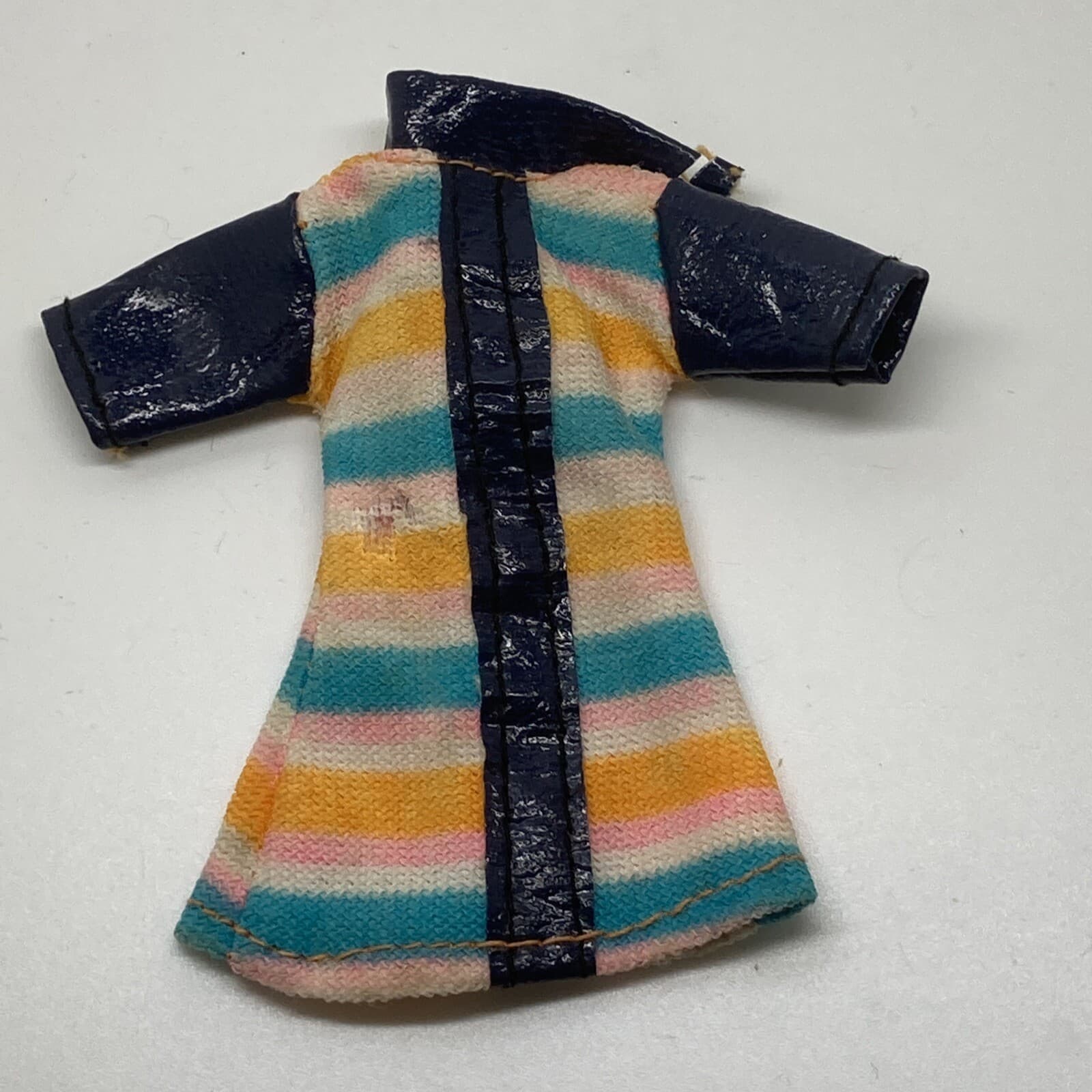 RARE VINTAGE PALITOY PIPPA DOLL Striped/Wet Look Coat Dress