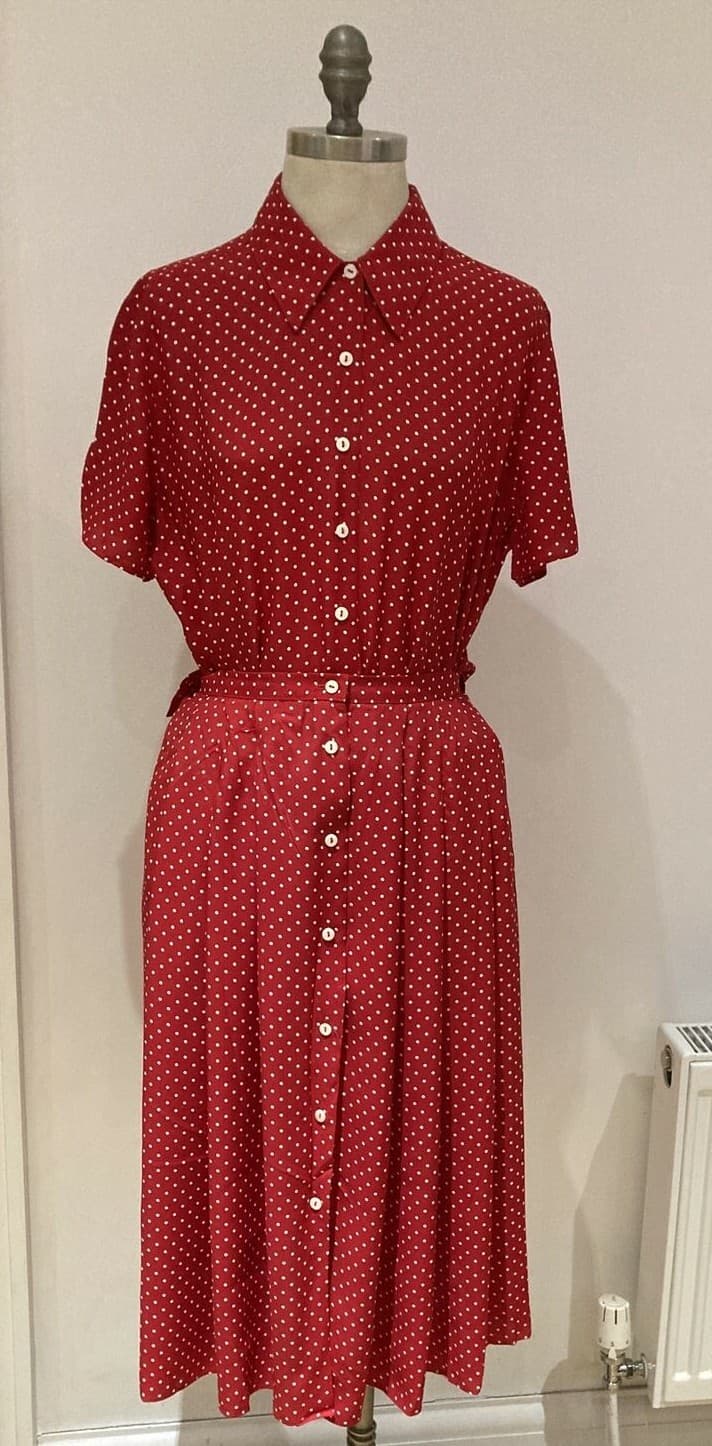 Vintage 1995 Red/White Spot M & S Skirt and Top, Size 12 UK, Made in UK