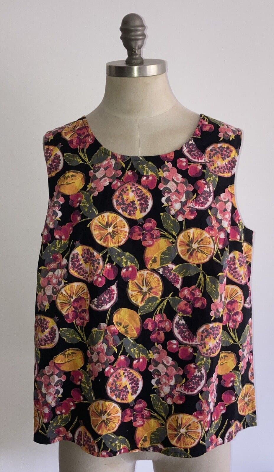 Vintage Style Fruit Print Cotton Top & Palazzo Pants Set, Size 16 UK, BNWT