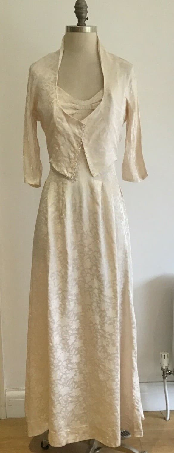 1940s/50s Wedding/Evening Dress & Bolero Jacket, armpit to armpit 17" approx.