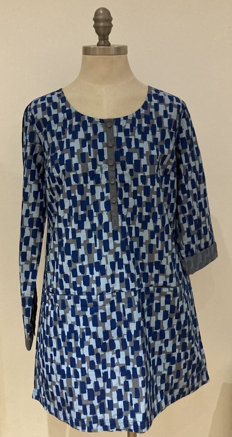 Seasalt "Porthole Paint Daubs" Indigo Cotton Tunic, Size 10 UK, BNWT 