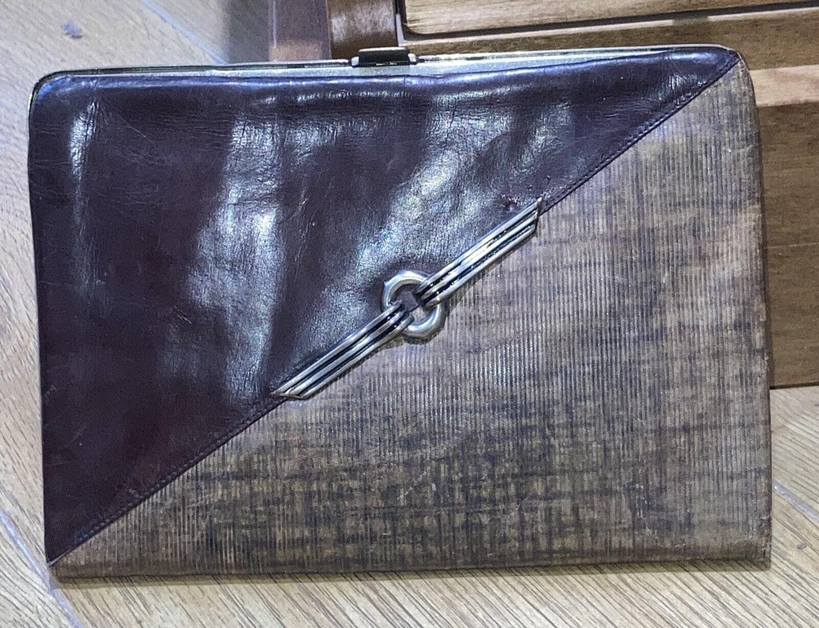 True Vintage Art Deco Two Tone 1930s Clutch Bag