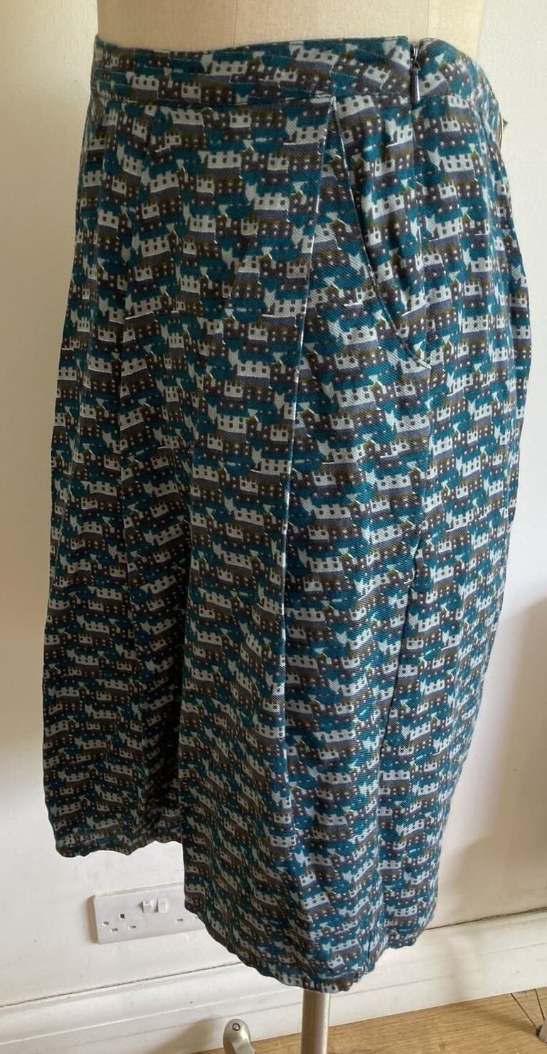 Seasalt Sophie "Palmers" House Print Cotton Blend Skirt, Size 10 UK, BNWT