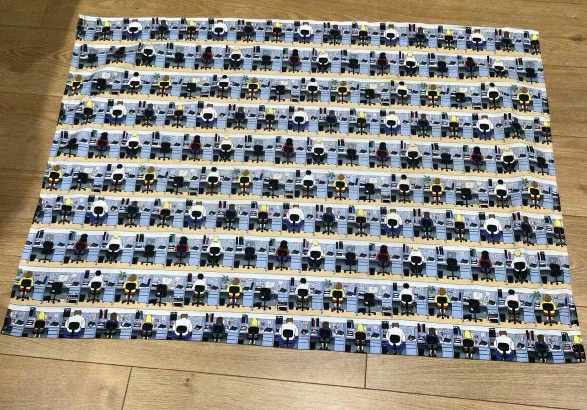 Vintage Fabric "Daily Grind" Character Print by Michael Miller, 40.5" x 31" 