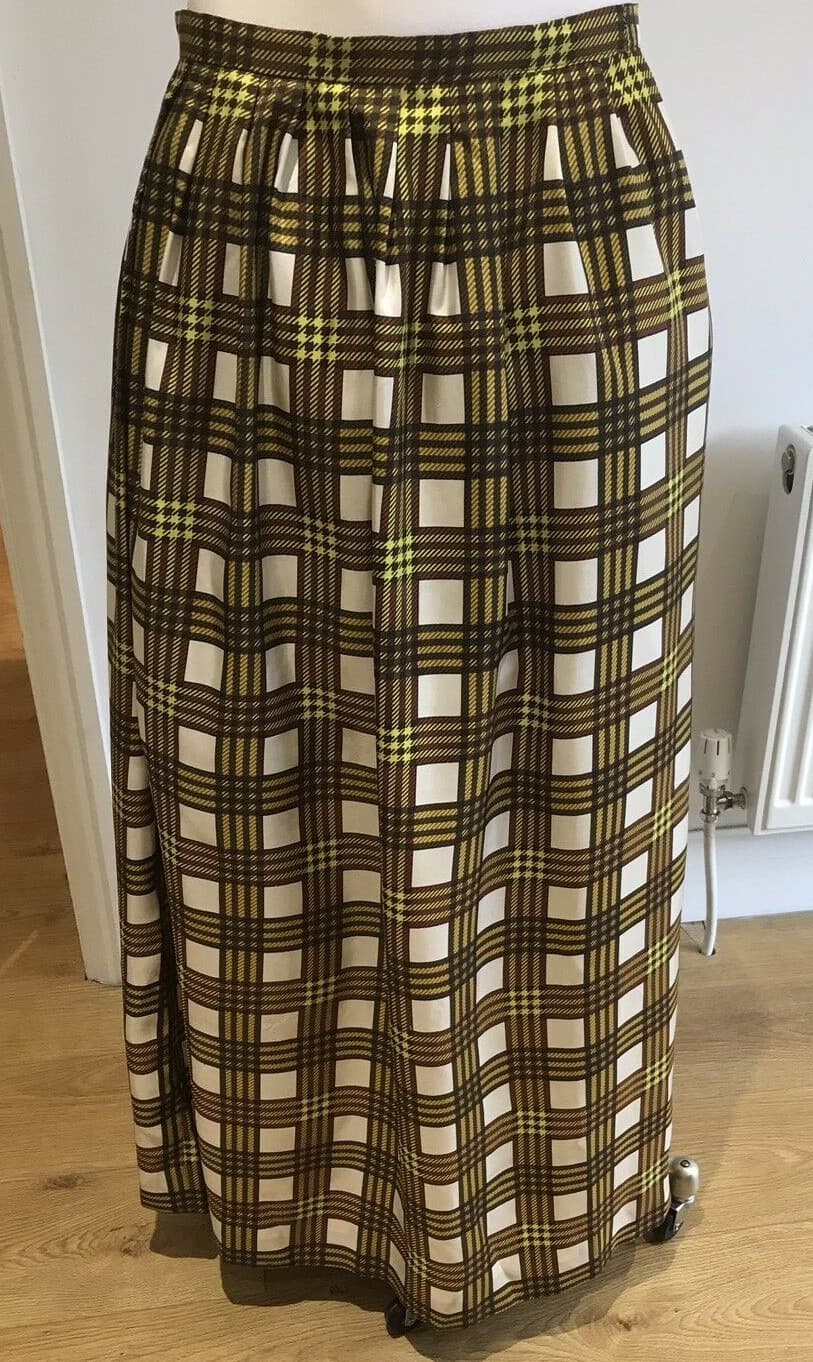 True Vintage Plaid Sateen 1950's Skirt, waist approximately 17" across