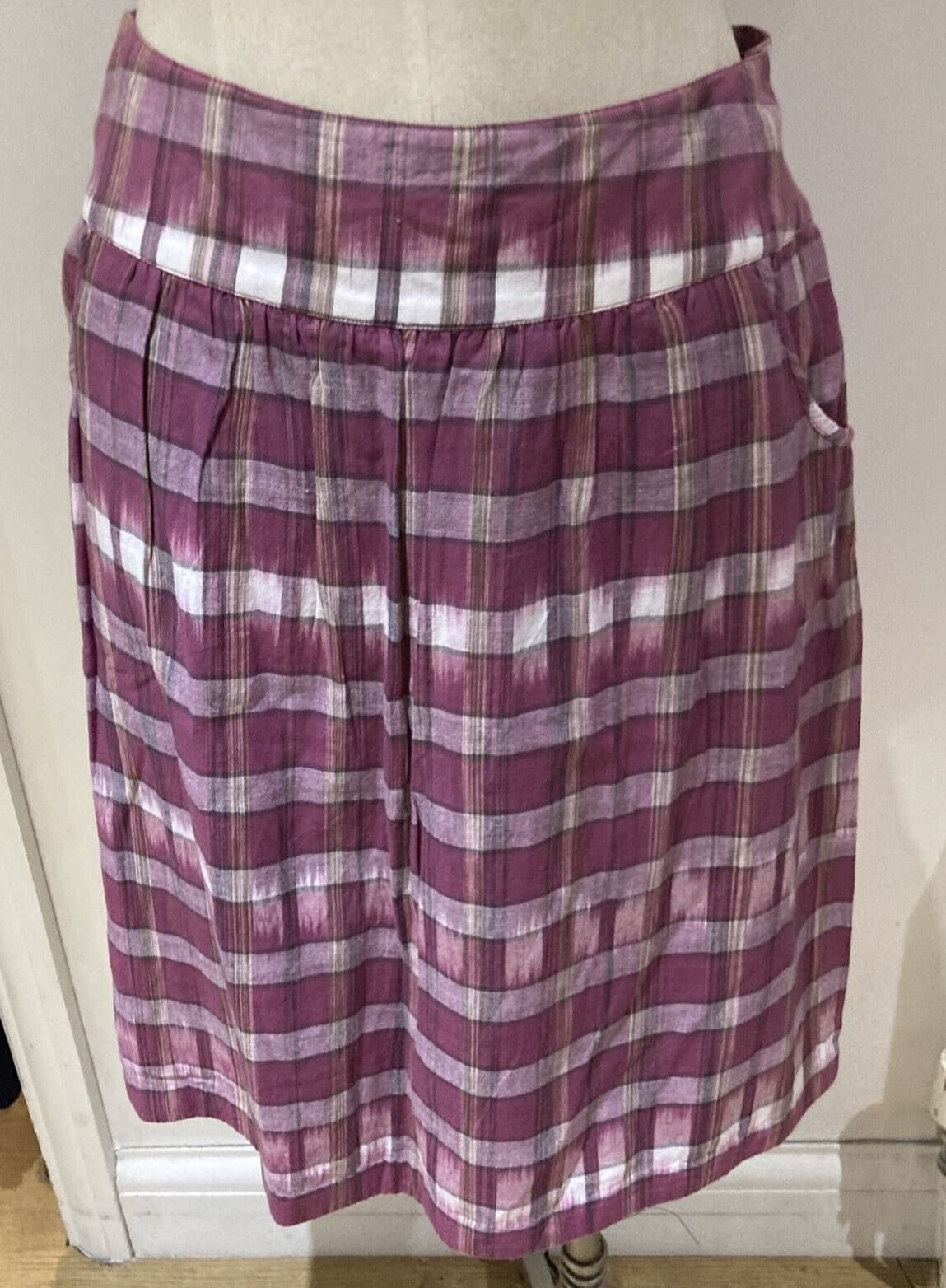 Seasalt "Demelza" 100% Faded Plaid Cotton Skirt, Size 10 UK, Fully Lined, BNWT