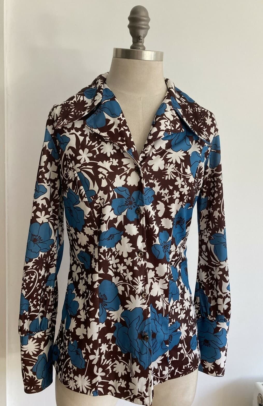 Vintage 1970s Floral Blouse by Josy, 19" approx, pit to pit