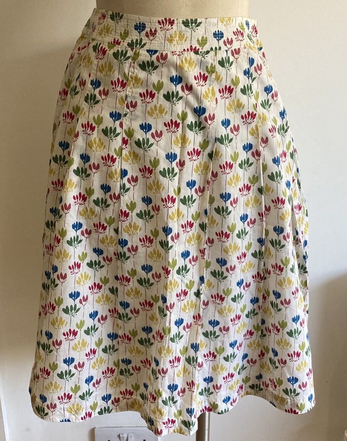 Seasalt "Serene" 100% Floral Cotton Skirt, Size 10 UK, Fully Lined with Pleats?