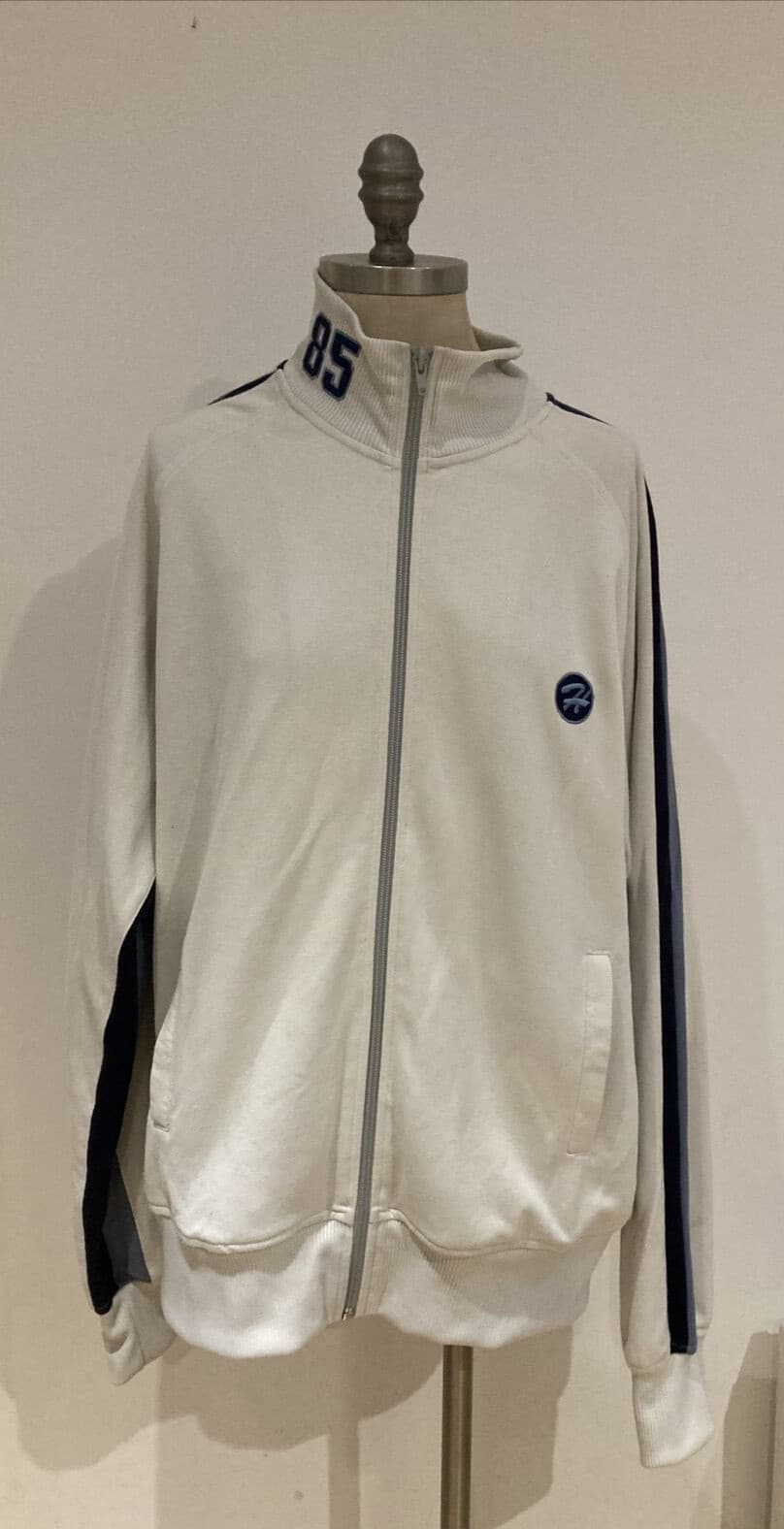 Vintage Pale Grey Tommy Hilfiger Zip-Up Top, Size XL