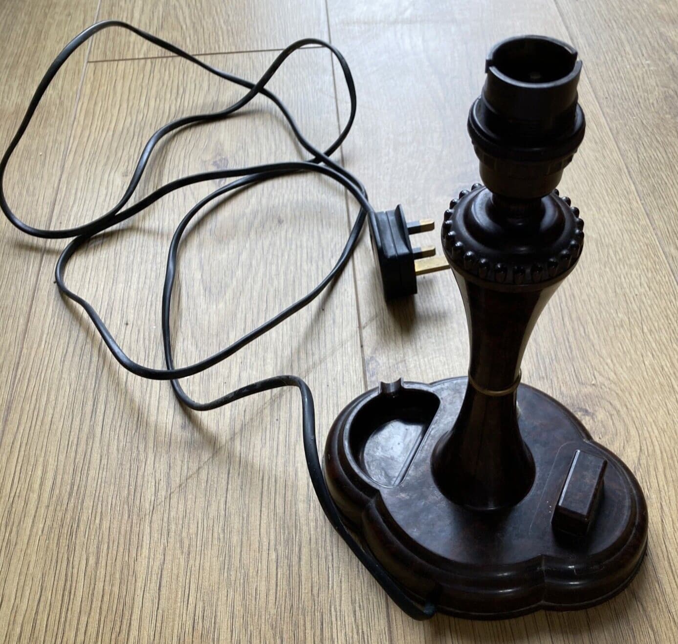 Art Deco Bakelite Table Lamp with Smokers Fitments, 10" high approximately