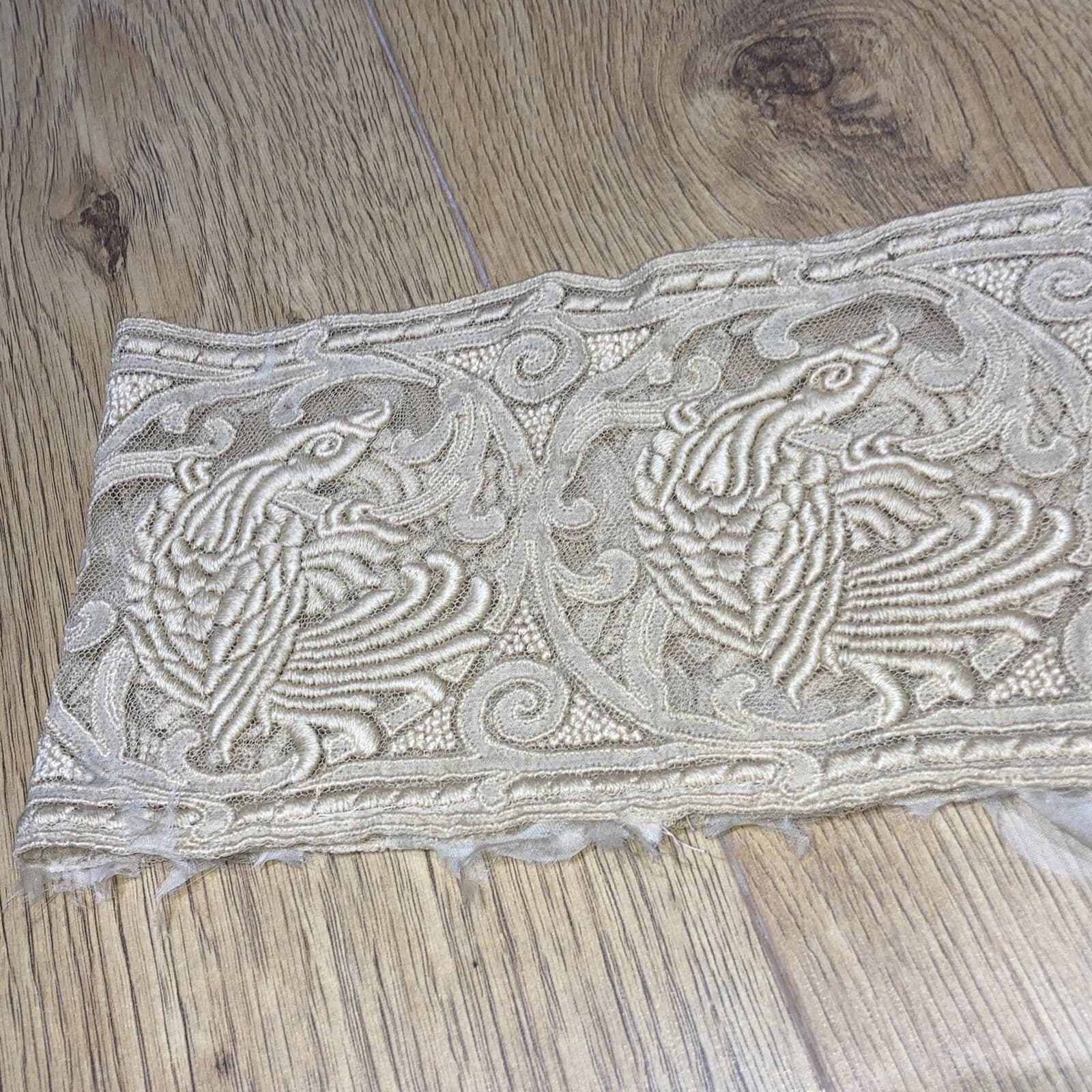 Antique Flounce From Hem of Skirt/Dress, Bird or Fish, Chinese?