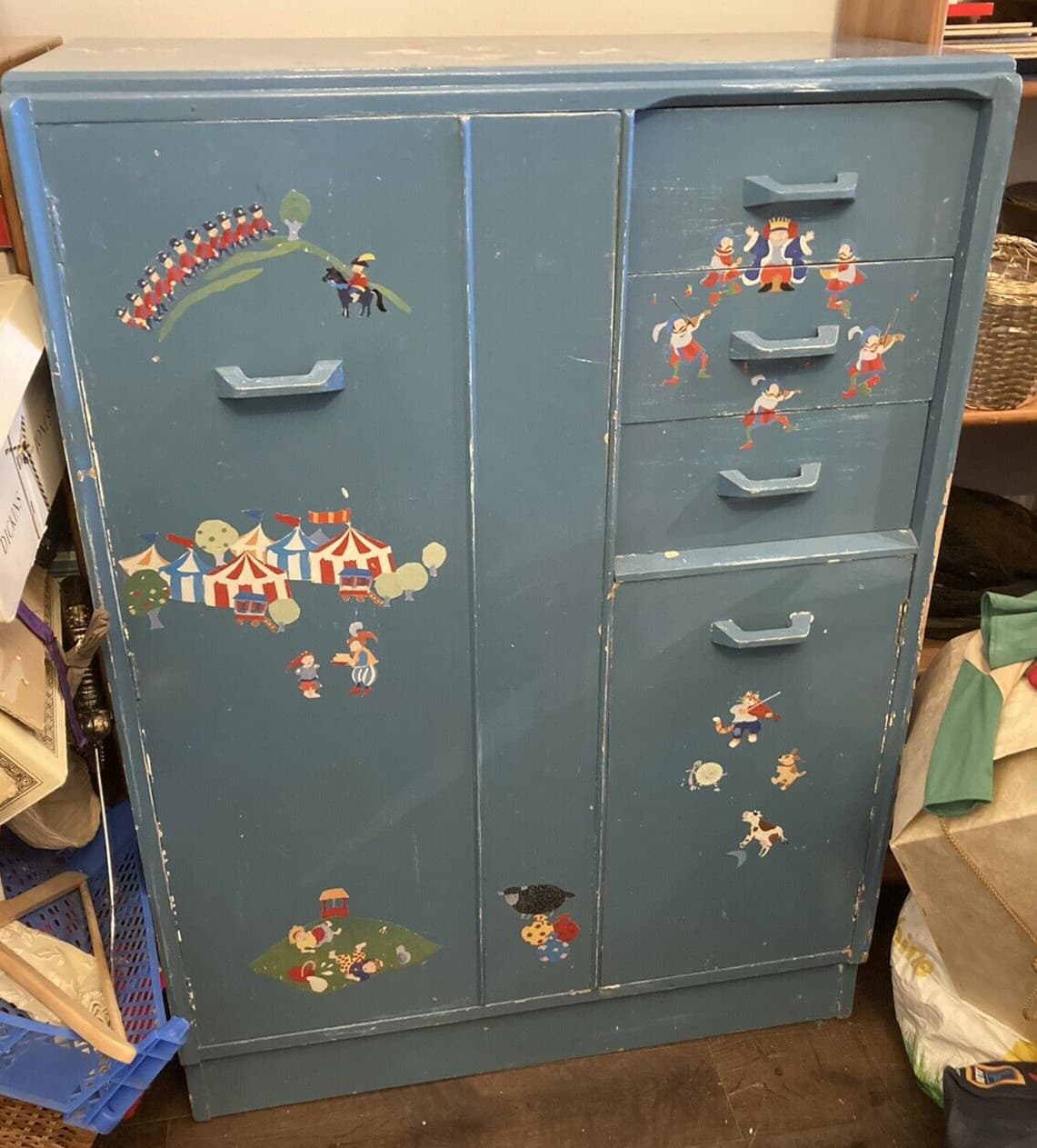 Vintage 1953 G Plan E-Gomme "Brandon" Compactum Wardrobe with Nursery Characters