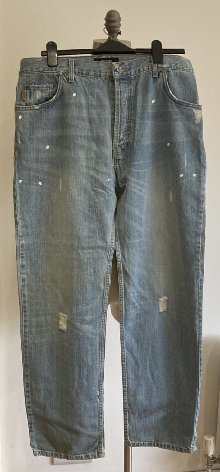Rare Vintage Moschino Paint Splash Jeans, Size 36, Tapered Leg Classic Fit, BNWT