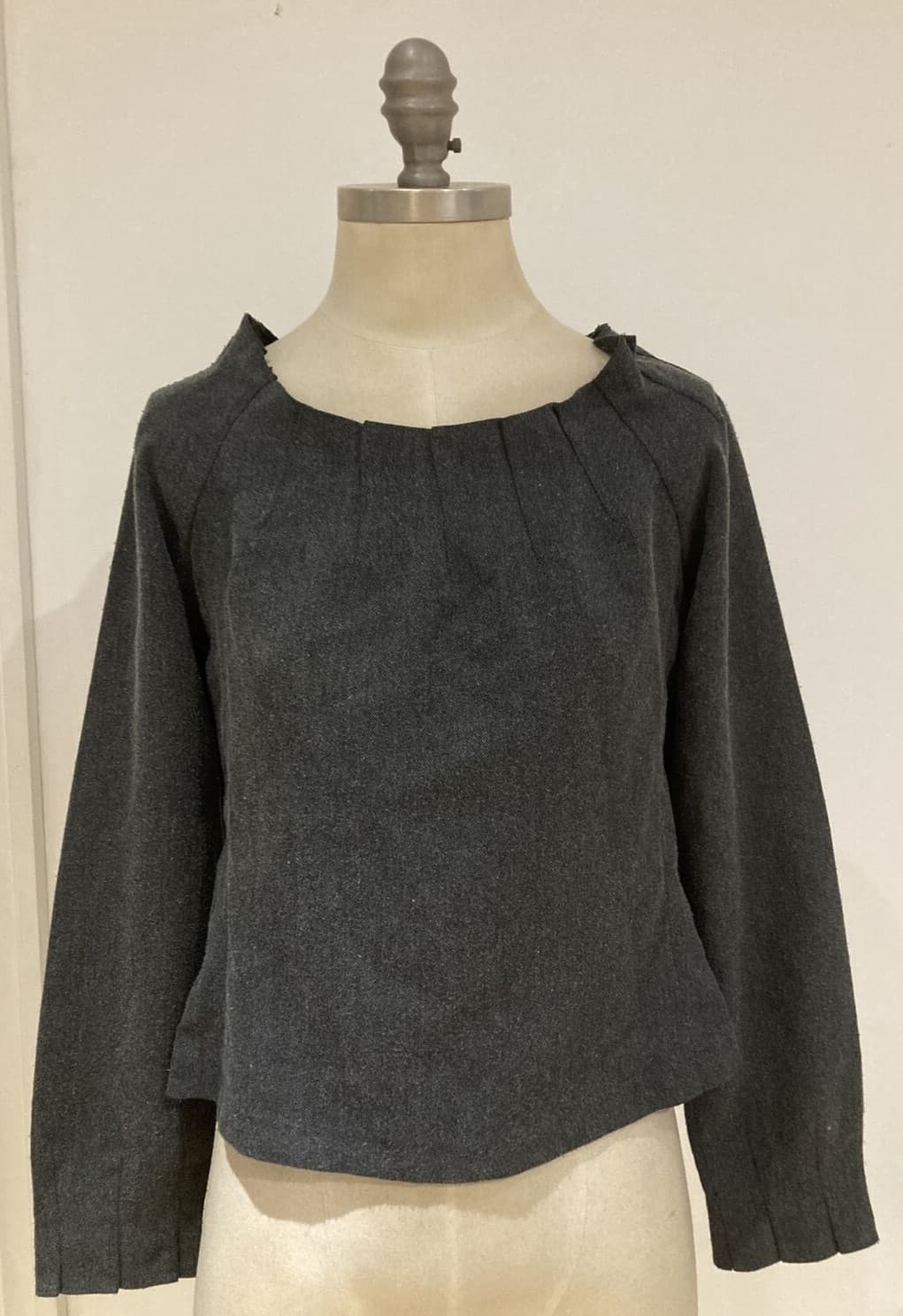 Rare Vintage Yohji Yamamoto Long Sleeve Grey Top, Unlabelled, Small Size