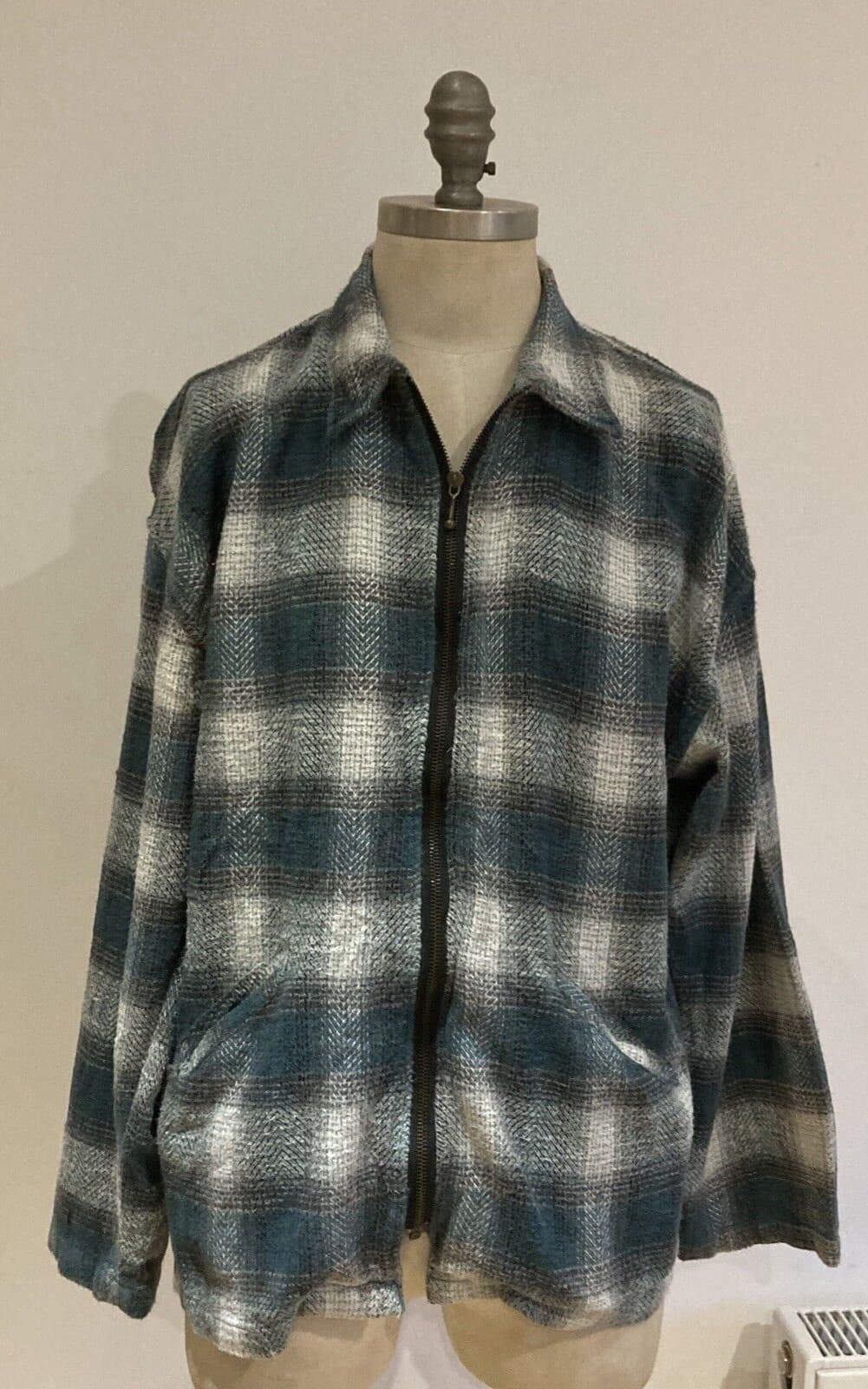 Vintage 1950s "Paragraff" Checked Rockabilly Zip-up Jacket, 23.5" pit to pit
