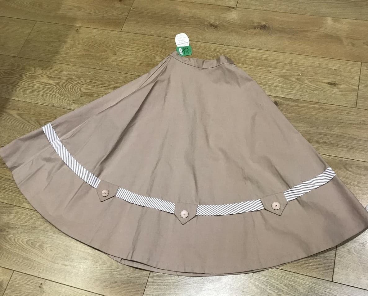 True Vintage 1950s St Michael Sailcloth Skirt with Button Trim, BNWT, 24" Waist