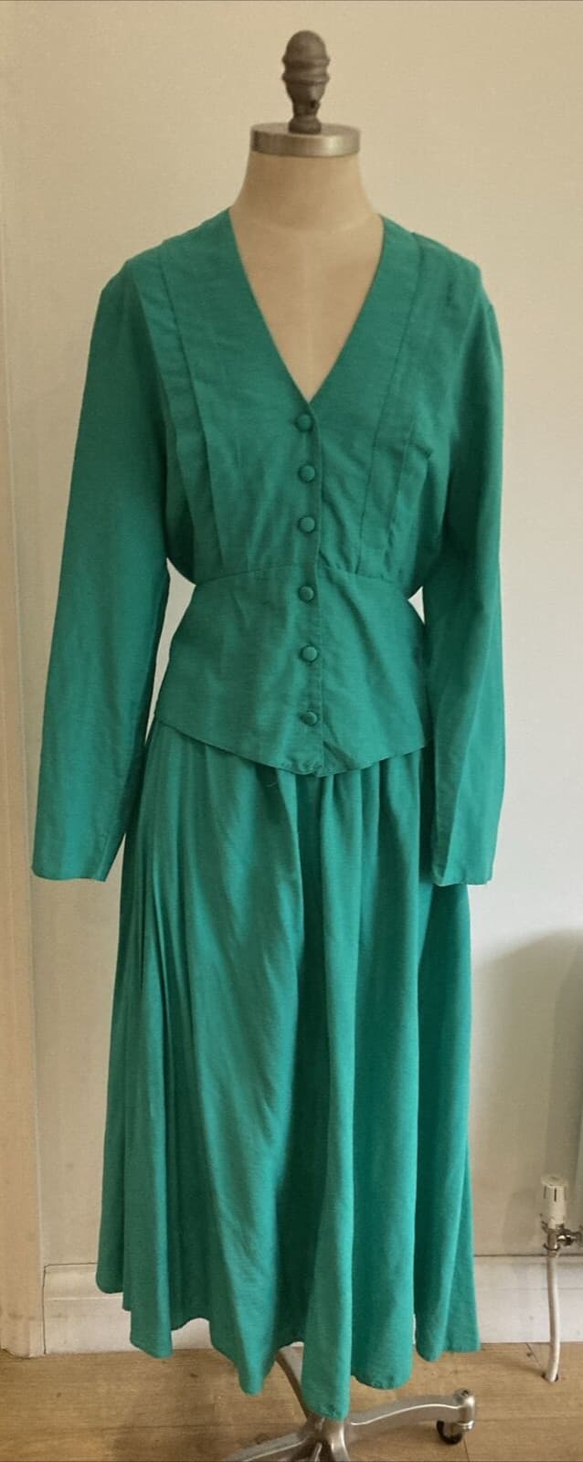 Zandra Rhodes at 5th Avenue Jade Skirt Suit Vintage 1980s, UK Size 14