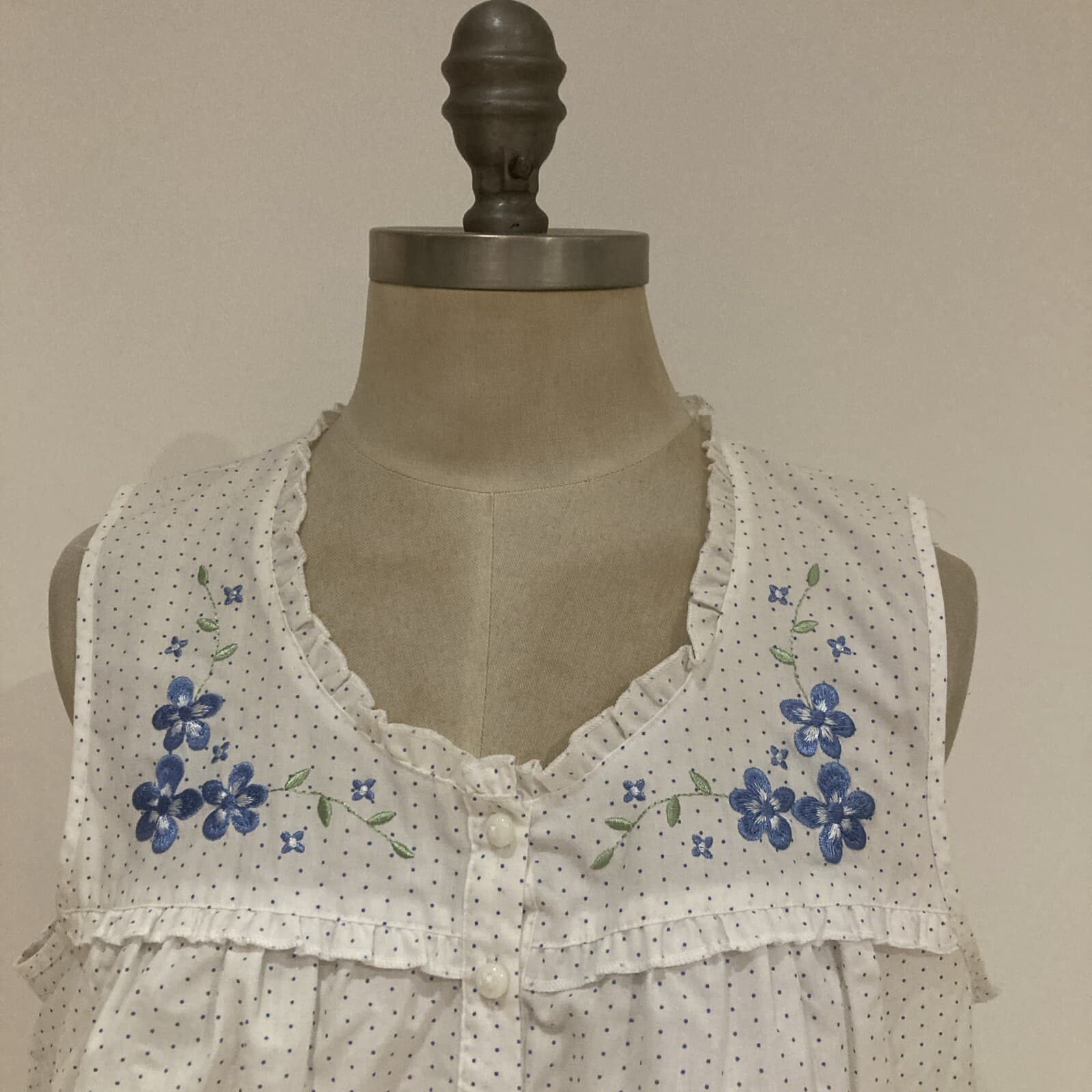 1970s/80s Vintage Floral/Spot Marks & Spencer Cotton Mix Nightdress, 12-14 UK