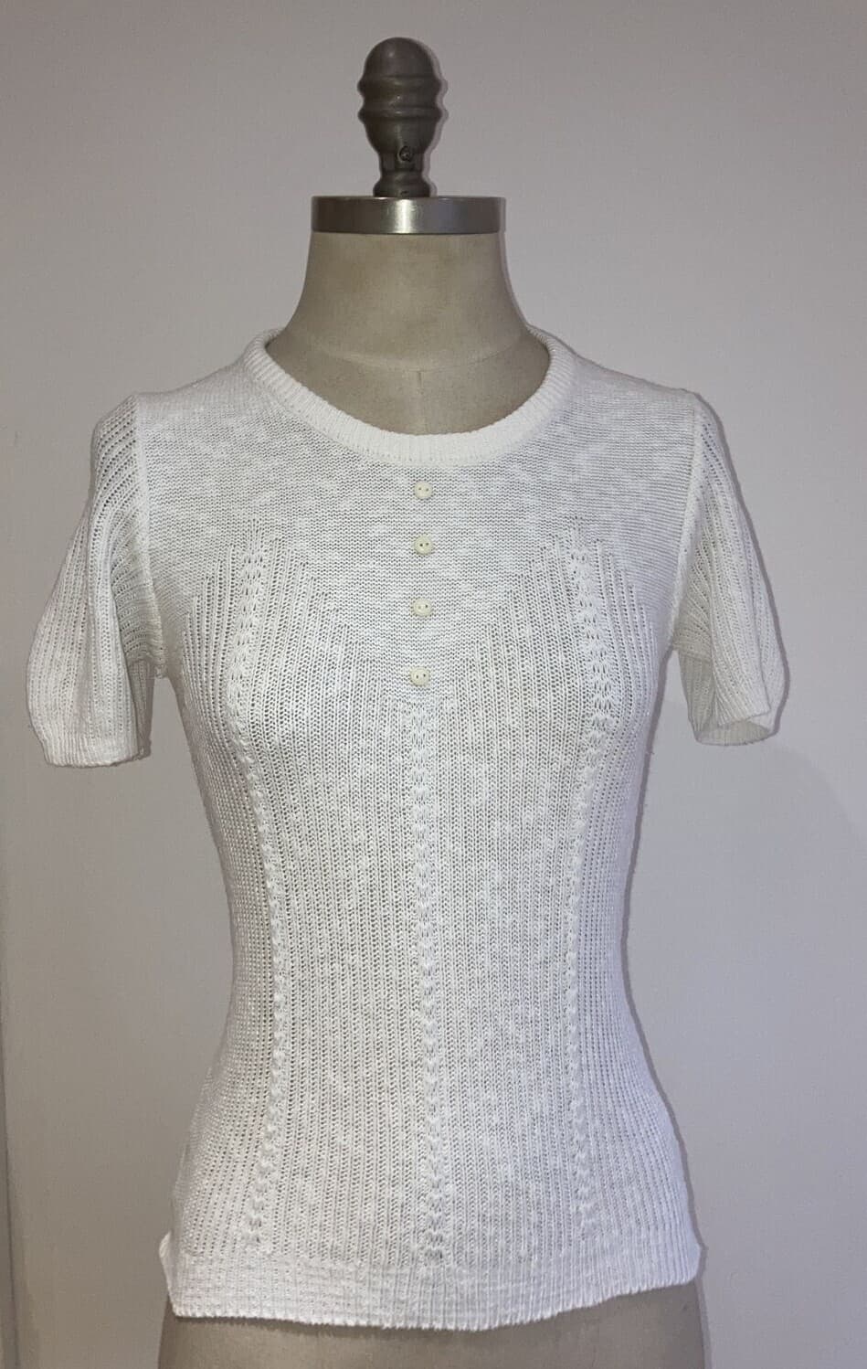 Vintage Early 1970s White St Michael (M & S) Jumper/Top, Size 14, 36" Bust