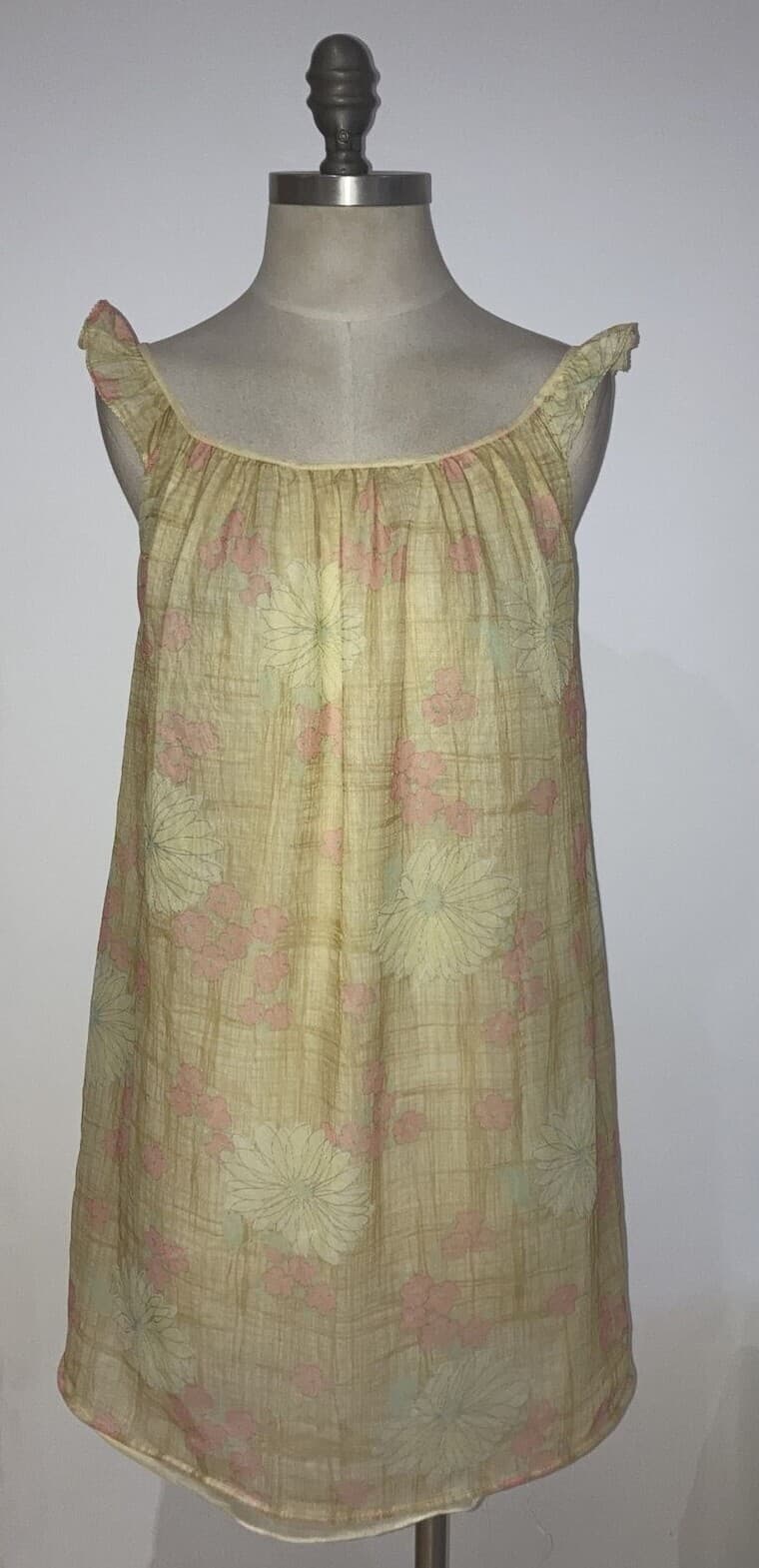 1970s Vintage Orange/Lemon Floral Nightdress, Size Wmns