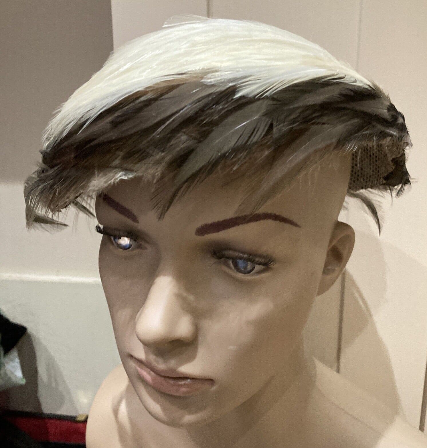 Vintage 1950s Cream/Brown Feather Hat/Part of Hat?