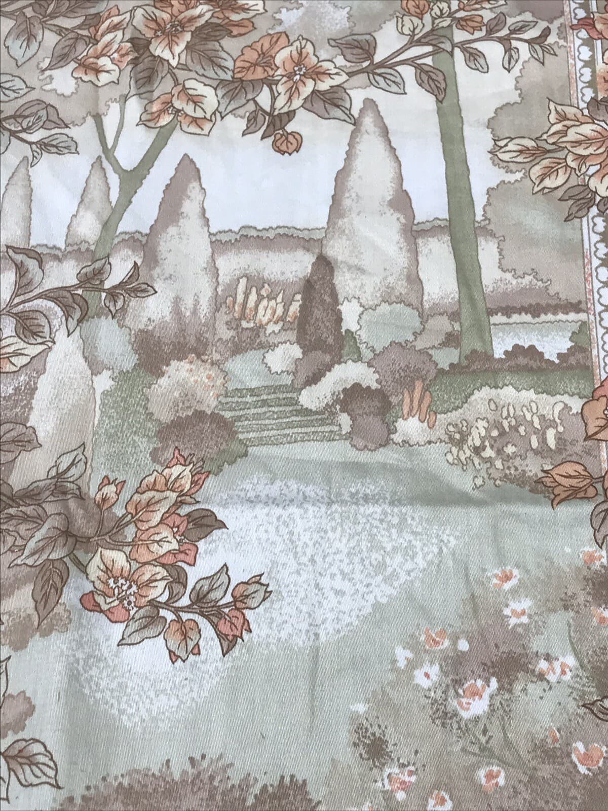 Vintage "Secret Garden" Jenny Wren Designer Collection Fabric, 49" x 64" approx.