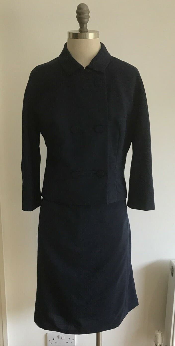 Rare1950s "Miss Worth" Navy Blue Skirt Suit, 19.5" armpit to armpit approx.