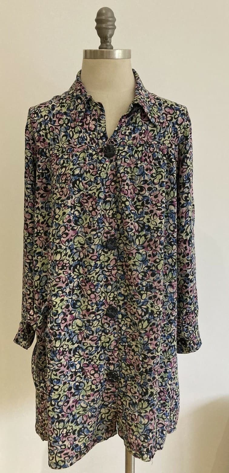 Vintage 1930/40s Button Through Floral Smock/Tea Dress, 18.5" pit to pit approx.