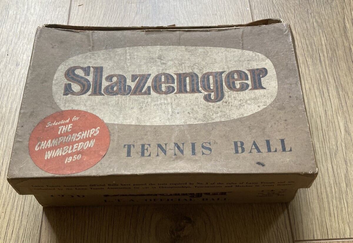 1950 Slazenger Vintage Tennis Ball Box, with 6 Balls, made in England!
