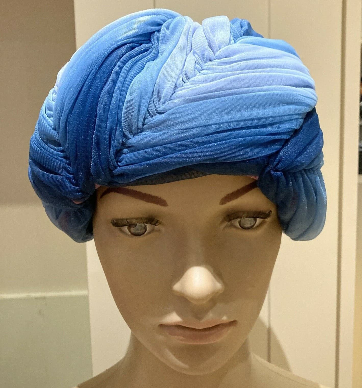 Vintage 1950s/Early 60s Shades of Blue Hat, Size Medium, VGC