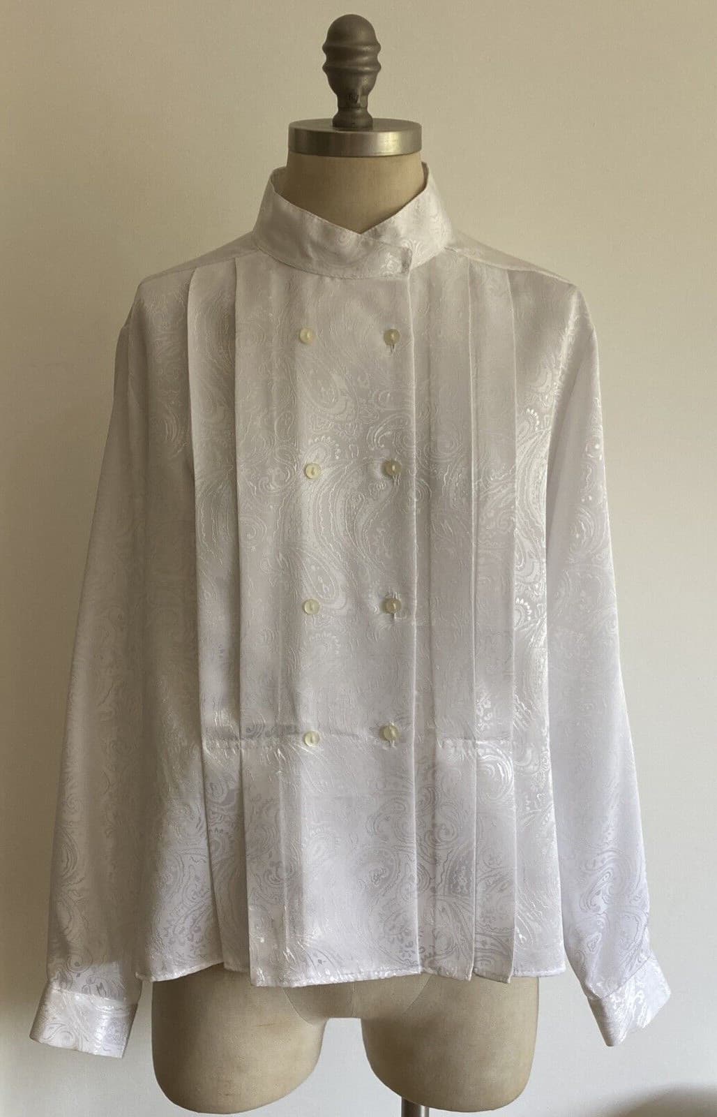 1980s St Michael Pin-Tucked SatinBlouse/Shirt, 36" Bust, Size 14 UK